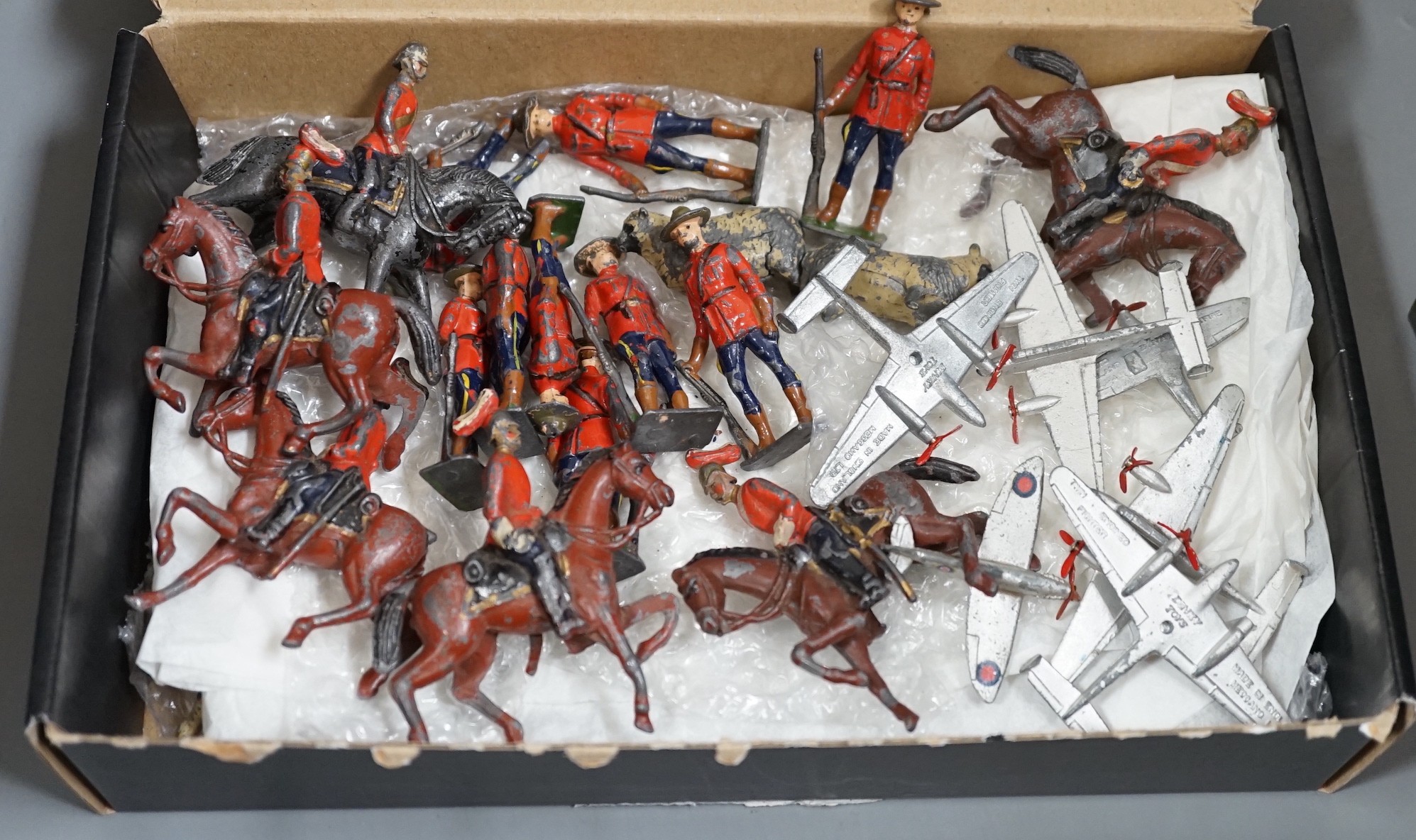 Dinky toys aircraft, hollowcast soldiers, Cadbury's Cococubs